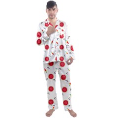 Slices Of Red And Juicy Watermelon Men s Long Sleeve Satin Pajamas Set by SychEva