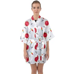 Slices Of Red And Juicy Watermelon Half Sleeve Satin Kimono  by SychEva