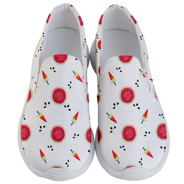 Slices Of Red And Juicy Watermelon Men s Lightweight Slip Ons
