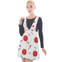 Slices Of Red And Juicy Watermelon Plunge Pinafore Velour Dress by SychEva
