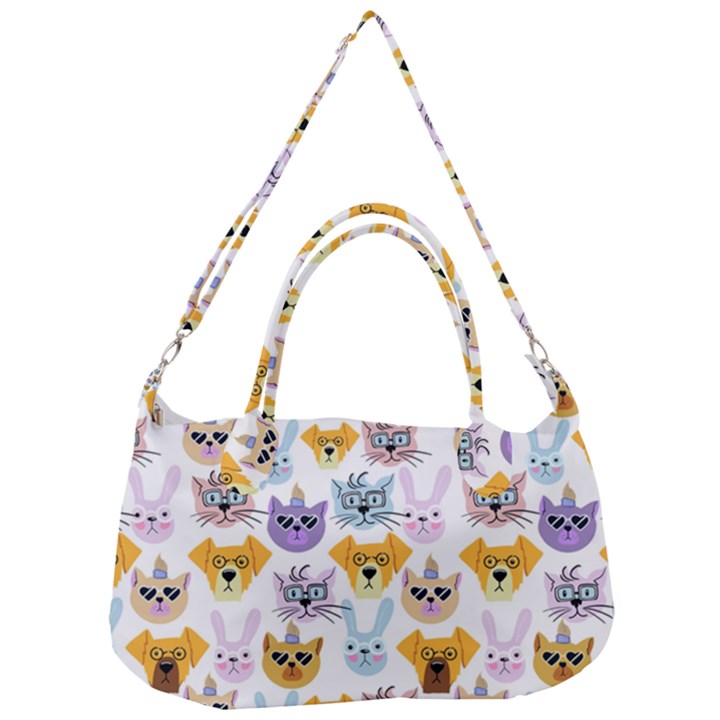 Funny Animal Faces With Glasses On A White Background Removal Strap Handbag