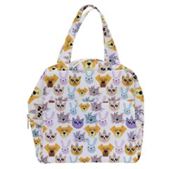 Funny Animal Faces With Glasses On A White Background Boxy Hand Bag