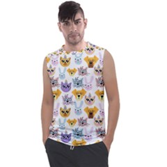 Funny Animal Faces With Glasses On A White Background Men s Regular Tank Top