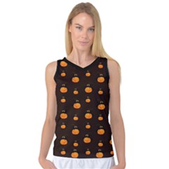 Halloween Pumpkins Pattern, Witch Hat Jack O  Lantern Women s Basketball Tank Top by Casemiro