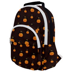 Halloween Pumpkins Pattern, Witch Hat Jack O  Lantern Rounded Multi Pocket Backpack by Casemiro