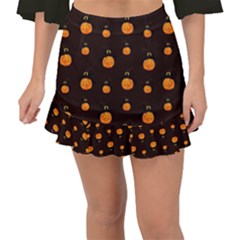Halloween Pumpkins Pattern, Witch Hat Jack O  Lantern Fishtail Mini Chiffon Skirt by Casemiro
