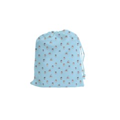 Cute Kawaii Dogs Pattern At Sky Blue Drawstring Pouch (small) by Casemiro