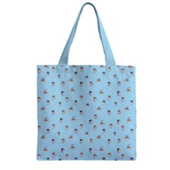 Cute Kawaii Dogs Pattern At Sky Blue Zipper Grocery Tote Bag