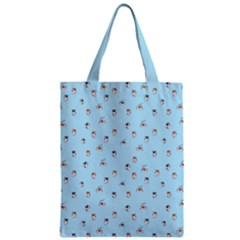 Cute Kawaii Dogs Pattern At Sky Blue Zipper Classic Tote Bag