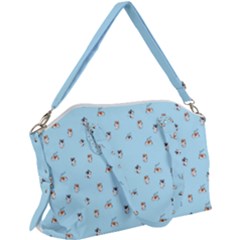 Cute Kawaii Dogs Pattern At Sky Blue Canvas Crossbody Bag