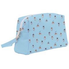 Cute Kawaii Dogs Pattern At Sky Blue Wristlet Pouch Bag (large) by Casemiro