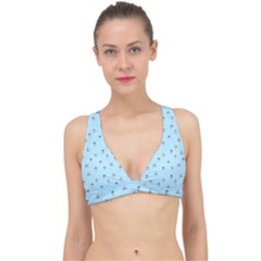 Cute Kawaii Dogs Pattern At Sky Blue Classic Banded Bikini Top