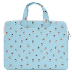 Cute Kawaii Dogs Pattern At Sky Blue Macbook Pro Double Pocket Laptop Bag by Casemiro