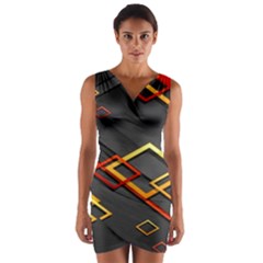 Modern Geometry Wrap Front Bodycon Dress