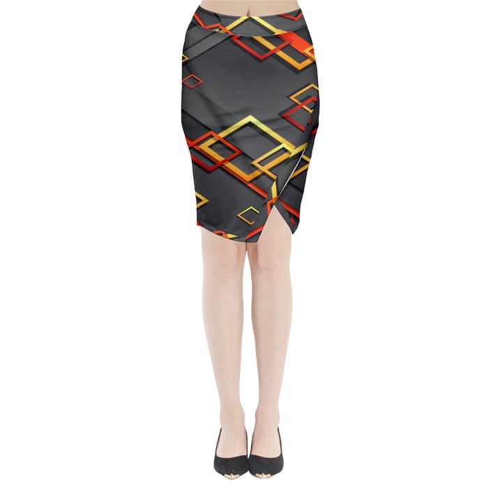 Modern Geometry Midi Wrap Pencil Skirt