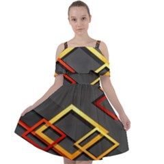 Modern Geometry Cut Out Shoulders Chiffon Dress by Sparkle