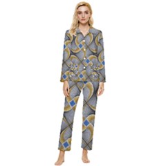 Modern Optaart Womens  Long Sleeve Pocket Pajamas Set by Sparkle