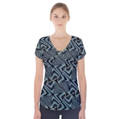 Modern Illusion Short Sleeve Front Detail Top by Sparkle