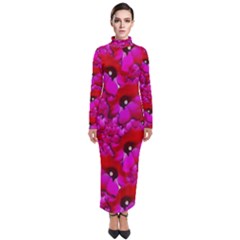 Flowers Grow And Peace Also For Humankind Turtleneck Maxi Dress by pepitasart