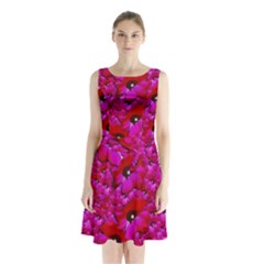 Flowers Grow And Peace Also For Humankind Sleeveless Waist Tie Chiffon Dress by pepitasart