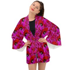 Flowers Grow And Peace Also For Humankind Long Sleeve Kimono by pepitasart