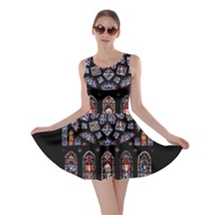 Chartres-cathedral-notre-dame-de-paris-amiens-cath-stained-glass Skater Dress by Sudhe