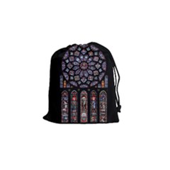 Chartres-cathedral-notre-dame-de-paris-amiens-cath-stained-glass Drawstring Pouch (small) by Sudhe