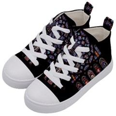 Chartres-cathedral-notre-dame-de-paris-amiens-cath-stained-glass Kids  Mid-top Canvas Sneakers by Sudhe