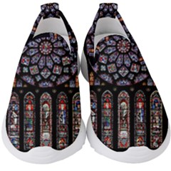 Chartres-cathedral-notre-dame-de-paris-amiens-cath-stained-glass Kids  Slip On Sneakers by Sudhe