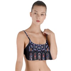 Chartres-cathedral-notre-dame-de-paris-amiens-cath-stained-glass Layered Top Bikini Top  by Sudhe