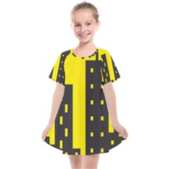 Skyline-city-building-sunset Kids  Smock Dress by Sudhe