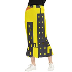 Skyline-city-building-sunset Maxi Fishtail Chiffon Skirt by Sudhe