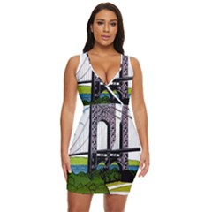 Bridge-vintage-clip-art-color Draped Bodycon Dress