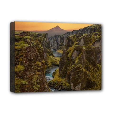 Landscape-cannon-river-mountain Deluxe Canvas 16  X 12  (stretched) 