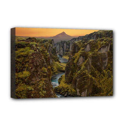 Landscape-cannon-river-mountain Deluxe Canvas 18  X 12  (stretched)