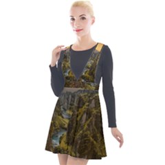 Landscape-cannon-river-mountain Plunge Pinafore Velour Dress