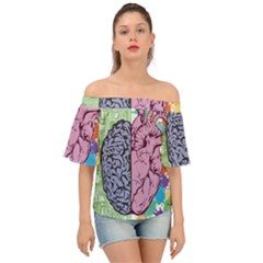 Brain-heart-balance-emotion Off Shoulder Short Sleeve Top by Sudhe