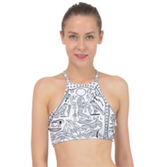 Egyptian-hieroglyphics-history-seb Racer Front Bikini Top by Sudhe