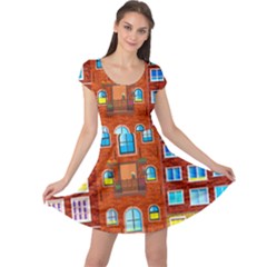 Town-buildings-old-brick-building Cap Sleeve Dress by Sudhe