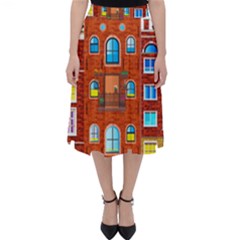 Town-buildings-old-brick-building Classic Midi Skirt by Sudhe