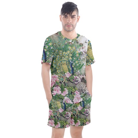 Peafowl Peacock Feather-beautiful Men s Mesh Tee And Shorts Set by Sudhe