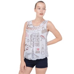 London-paris-drawing-vector-london-comics Bubble Hem Chiffon Tank Top by Sudhe