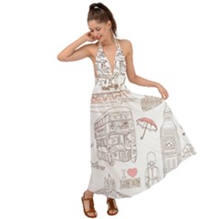 London-paris-drawing-vector-london-comics Backless Maxi Beach Dress by Sudhe