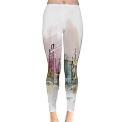 Drawing-watercolor-painting-city Leggings  by Sudhe