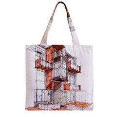 Rag-flats-onion-flats-llc-architecture-drawing Graffiti-architecture Zipper Grocery Tote Bag by Sudhe