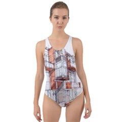 Rag-flats-onion-flats-llc-architecture-drawing Graffiti-architecture Cut-out Back One Piece Swimsuit by Sudhe