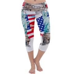 Statue Of Liberty Independence Day Poster Art Capri Yoga Leggings