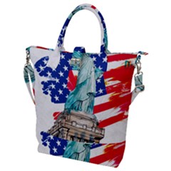 Statue Of Liberty Independence Day Poster Art Buckle Top Tote Bag by Sudhe