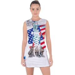 Statue Of Liberty Independence Day Poster Art Lace Up Front Bodycon Dress by Sudhe