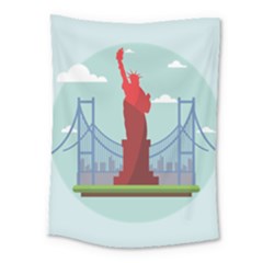 New-york-usa-liberty-landmark Medium Tapestry